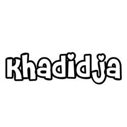 Dibujo de Nombre Khadidja en letras redondas para colorear