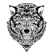 Dibujo de Cabeza de lobo tatuaje tribal para colorear
