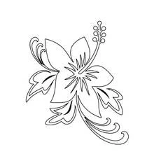 Dibujo de Tatuaje de flor de hibisco para colorear