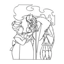 Dibujo de Cruella De Vil discutiendo con una mujer para colorear