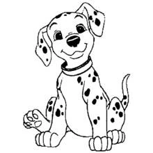 Dibujo de 101 Dálmatas cachorro sentado sonriendo para colorear