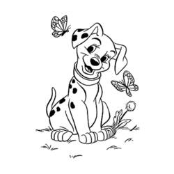 Dibujo de Cachorro dálmata mirando mariposas para colorear