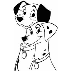 Dibujo de 101 Dálmatas pareja sonriente para colorear