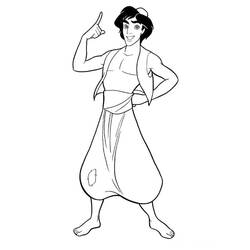 Dibujo de Aladino de pie con orgullo para colorear