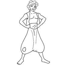 Dibujo de Aladino de pie con manos en la cintura para colorear