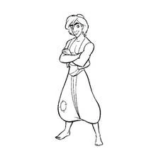 Dibujo de Aladino de pie con los brazos cruzados para colorear