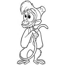 Dibujo de Abu el mono con su pequeño sombrero para colorear