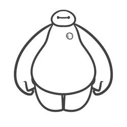 Dibujo de Baymax de pie de forma sencilla para colorear