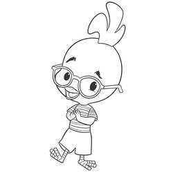 Dibujo de Chicken Little caminando con los brazos cruzados para colorear