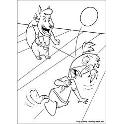 Dibujo de Chicken Little jugando voleibol con Abby para colorear