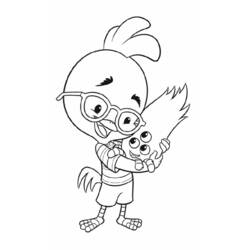 Dibujo de Chicken Little abrazando a su amigo alienígena para colorear