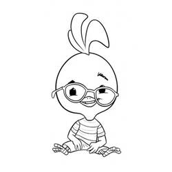 Dibujo de Chicken Little sentado con gafas para colorear