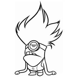 Dibujo de Minion malvado con pelo en forma de llamas para colorear