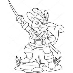 Dibujo de El Gato con Botas alzando su espada para colorear