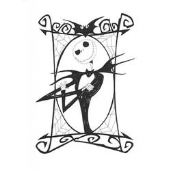 Dibujo de Jack Skellington en un marco ornamentado para colorear Dibujo de Jack Skellington en un marco ornamentado para colorear
