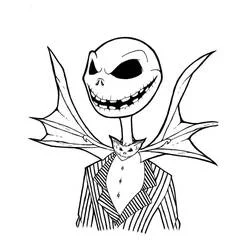 Dibujo de Jack Skellington con cuello de alas de murciélago para colorear Dibujo de Jack Skellington con cuello de alas de murciélago para colorear