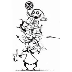 Dibujo de Jack Skellington con niños traviesos apilados para colorear Dibujo de Jack Skellington con niños traviesos apilados para colorear