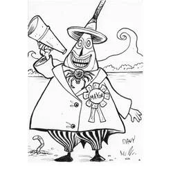 Dibujo de Jack Skellington alcalde con megáfono para colorear Dibujo de Jack Skellington alcalde con megáfono para colorear