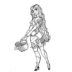 Dibujo de Jack Skellington: Sally con una canasta de flores para colorear Dibujo de Jack Skellington: Sally con una canasta de flores para colorear