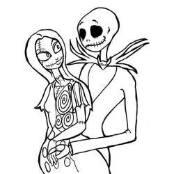 Dibujo de Jack Skellington y Sally juntos para colorear Dibujo de Jack Skellington y Sally juntos para colorear