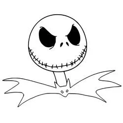 Dibujo de Jack Skellington con un murciélago para colorear Dibujo de Jack Skellington con un murciélago para colorear