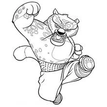 Dibujo de Tai Lung dando una poderosa patada de kung fu para colorear Dibujo de Tai Lung dando una poderosa patada de kung fu para colorear