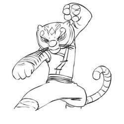 Dibujo de Tigresa en posición de combate para colorear Dibujo de Tigresa en posición de combate para colorear