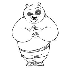 Dibujo de Po de pie con las patas juntas para colorear Dibujo de Po de pie con las patas juntas para colorear