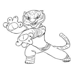 Dibujo de Maestra Tigresa en posición de combate para colorear Dibujo de Maestra Tigresa en posición de combate para colorear