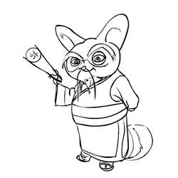 Dibujo de Maestro Shifu sosteniendo su bastón para colorear Dibujo de Maestro Shifu sosteniendo su bastón para colorear