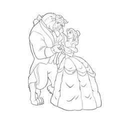 Dibujo de La Bella y la Bestia tomados de la mano para colorear Dibujo de La Bella y la Bestia tomados de la mano para colorear