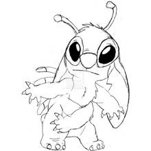 Dibujo de Stitch de pie con los brazos levantados para colorear