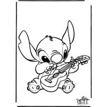 Dibujo de Stitch tocando la guitarra para colorear