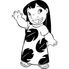 Dibujo de Lilo saludando con una gran sonrisa para colorear