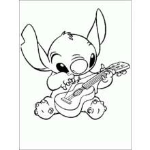 Dibujo de Stitch tocando la guitarra para colorear