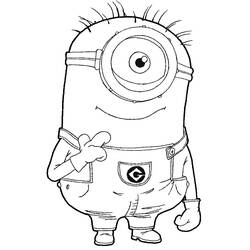 Dibujo de Minion con un ojo y dedos cruzados para colorear