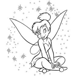Dibujo de Campanilla sentada entre destellos brillantes para colorear
