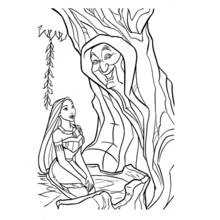 Dibujo de Pocahontas hablando con Abuela Sauce para colorear Dibujo de Pocahontas hablando con Abuela Sauce para colorear