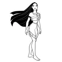 Dibujo de Pocahontas de pie con elegancia para colorear Dibujo de Pocahontas de pie con elegancia para colorear
