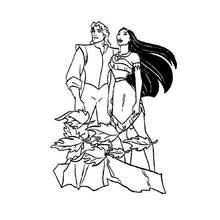 Dibujo de Pocahontas junto a John Smith para colorear Dibujo de Pocahontas junto a John Smith para colorear