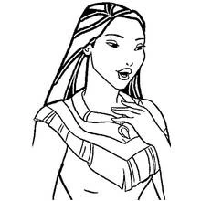 Dibujo de Pocahontas con la mano en el pecho para colorear Dibujo de Pocahontas con la mano en el pecho para colorear
