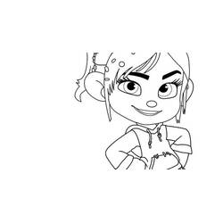 Dibujo de Vanellope von Schweetz sonriente con manos en la cintura para colorear