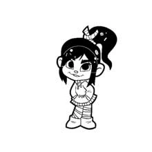Dibujo de Vanellope sonriente con su sudadera para colorear
