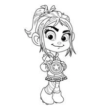 Dibujo de Vanellope sosteniendo una medalla para colorear