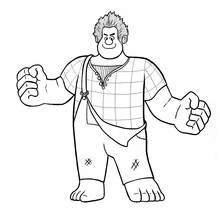 Dibujo de Ralph el Demoledor de pie con los puños listos para colorear