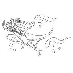 Dibujo de Raya en pose de acción con su espada para colorear