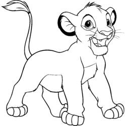 Dibujo de Simba de pie y sonriente para colorear