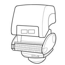 Dibujo de WALL-E visto de cerca en su cabeza y cuerpo para colorear