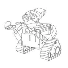 Dibujo de WALL-E de pie sobre sus orugas para colorear
