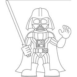 Dibujo de Darth Vader saludando con la mano para colorear